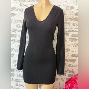 Zara Black Textured Long Sleeve Dress